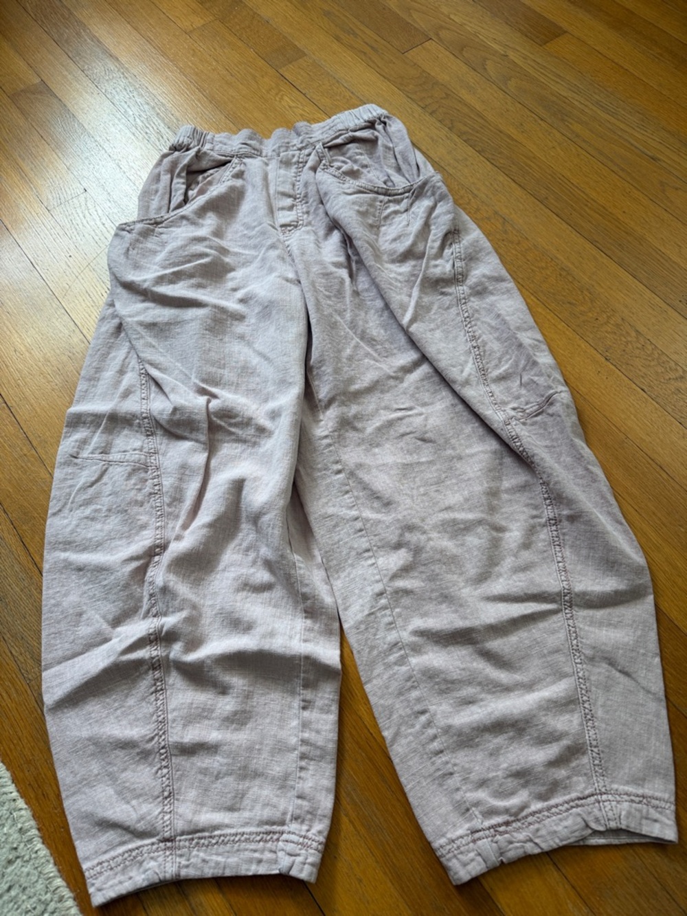 Free People pink Wide-Leg Linen-Blend Pants - Picture 3 of 3